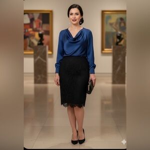 Ralph Lauren Black Lace Pencil Skirt